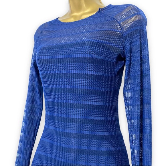 Solace London Dress Navy Blue Maxi Long Semi Sheer Party Xmas Size 8 Bodycon - Picture 3 of 14